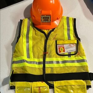 Kids play Yellow Safety Vest and Orange Hard Hat